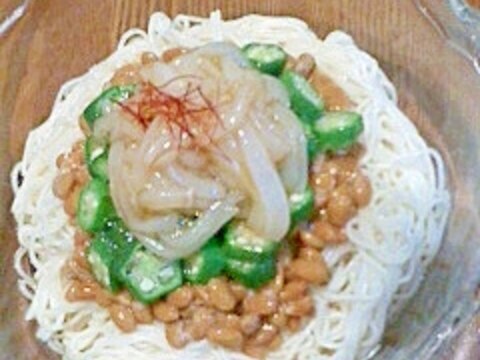 ネバネバ&いかソーメンのそうめん(笑)